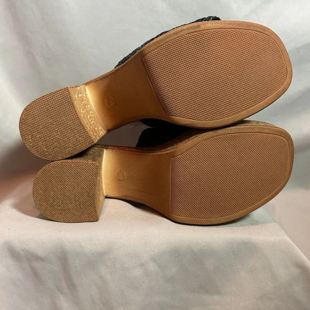 NIB | Seychelles | Applause Woven Platform Mule Sandals | Black | Sz 8.5